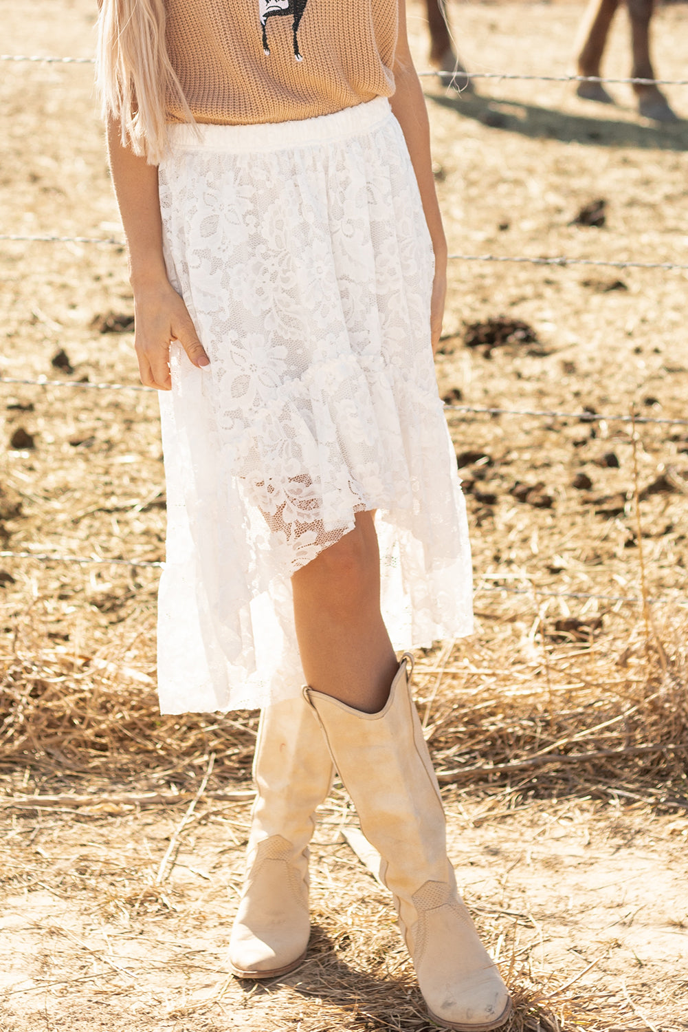 The White Lace High-Low Skirt