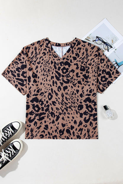 Brown Wildside V-Neck Oversized Tee