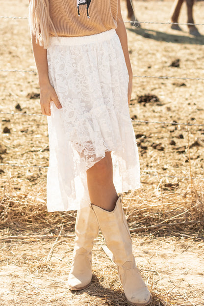 The White Lace High-Low Skirt