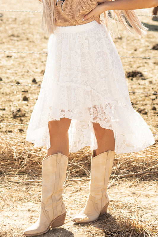 The White Lace High-Low Skirt